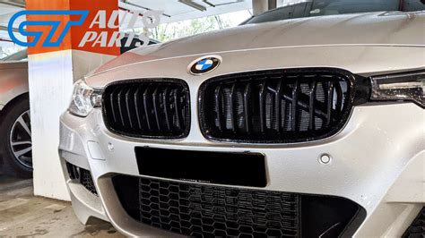 M Sport Style Gloss Black Front Bumper Bar Grille Grill For Bmw 3