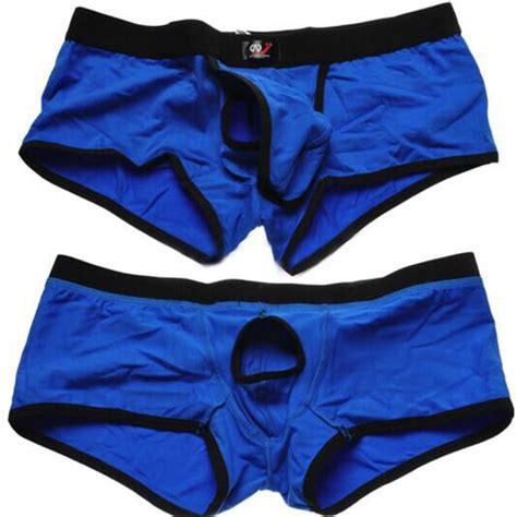 Wang Jiang Underwear Men Boxer Shorts Cotton Open Front Sexy Mens