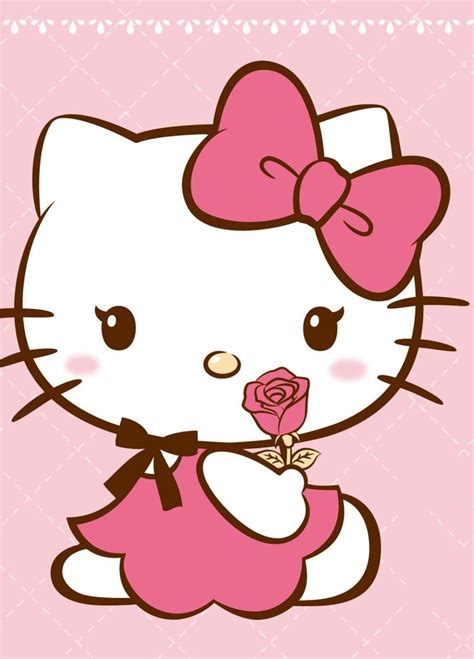 Gambar kartun hello kitty di atas menunjukkan kepala hello kitty yang besar, memakai pita berwarna pink dan berekspresi sangat menggemaskan. Hello Kitty 😻💕 | " I Love Watermellon." | Hello kitty ...