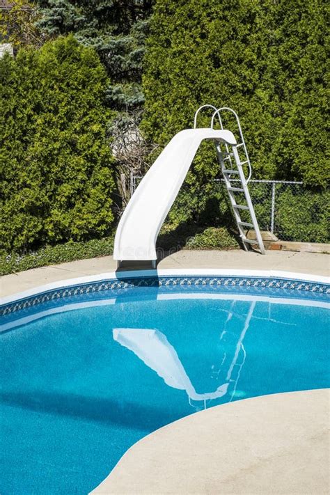 Backyard Swimming Pool Stock Image Image Of Slide Residential 30806119