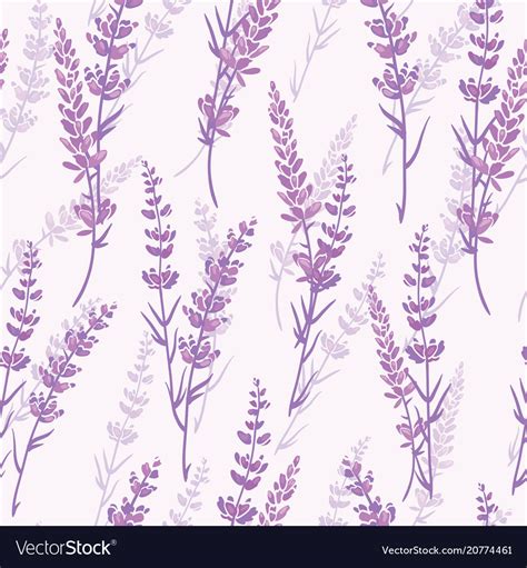 Lavender Floral Purple Seamless Pattern Royalty Free Vector