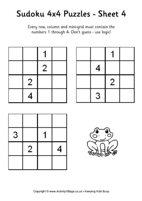 Vlogs explaining how to solve classic sudokus, variant sudokus, cryptic crosswords and many other puzzles too. Sudoku 4x4 Puzzle 4