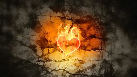 1080p Free Download Burning Heart Fire Valentines Day Flame