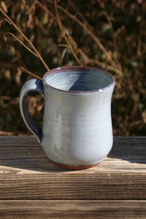 Pottery Mug With Handle Light Blue Glaze Nc Pottery Etsy Pottery