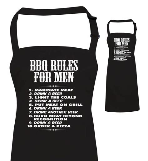 Bbq Rules For Men Apron Funny Novelty T Dad Fathers