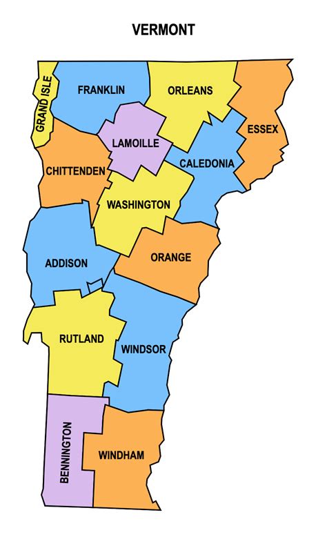 Vermont County Map Editable Printable State County Maps