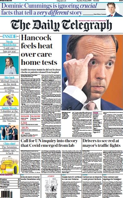 The Daily Telegraph Uk Front Page For May Paperboy Online