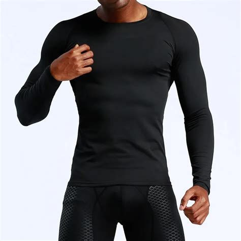 New Autumn Men Compression Shirt Black Long Sleeve T Shirt Mens Fitness