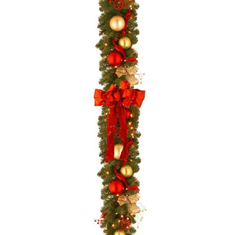 Decorative Collection 9 Ft Cozy Christmas Garland With Red And Clear