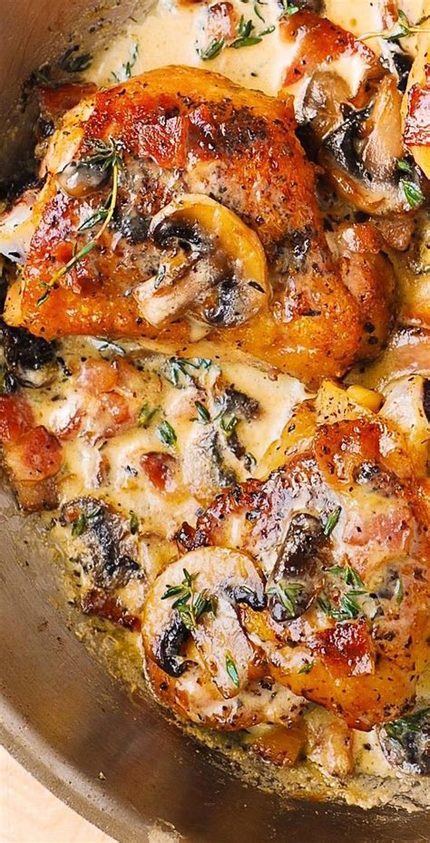 Food desertsthat is areas with low availability or high prices of healthy foods1 many public health researchers policymakers and advocates further. Chicken Thighs with Creamy Bacon Mushroom Thyme Sauce in ...