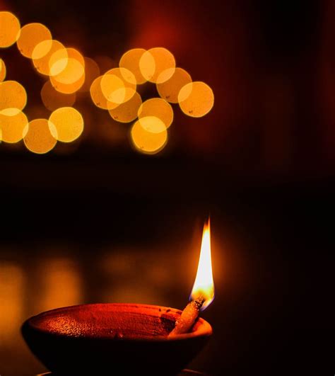 Hd Wallpaper Lit Candle In Bowl Holder Happy Diwali Diya Deepavali