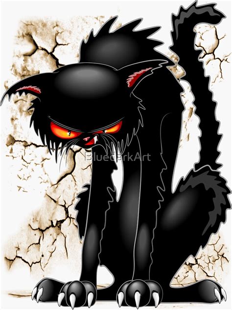 Black Cat Evil Angry Funny Character Sticker For Sale By Bluedarkart