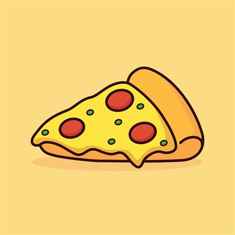 Cute Pizza Slice Cartoon Icon Vector Illustration Melted Cheese