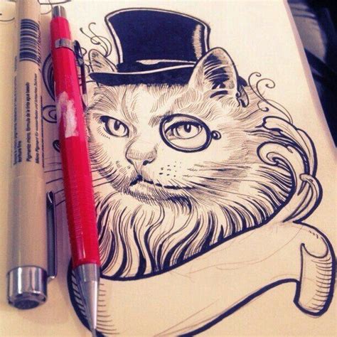 Steampunk Kitty Tattoo Sketches Tattoo Drawings Art Drawings