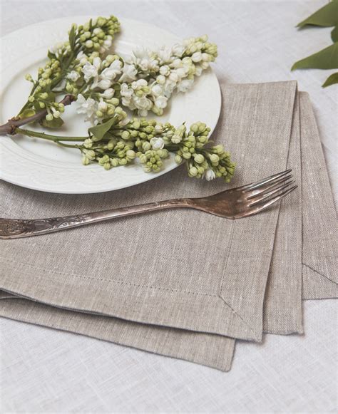 Pure Linen Placemat Set Of 6 8 10 In Light Grey Natural Linen