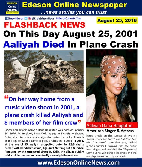 Edeson Online Newspaper On This Day August 25 2001 Aaliyah Died In