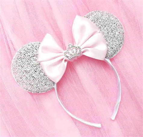 Sparkly Princess Minnie Mouse Ears With Satin Bow And Diamanté Etsy