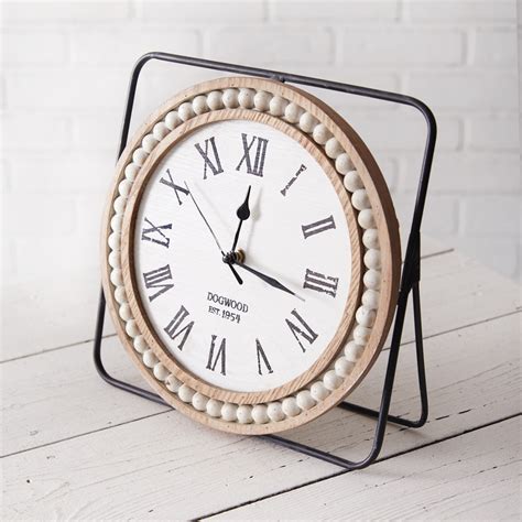 Wood And Metal Tabletop Clock Ctw Home Collection