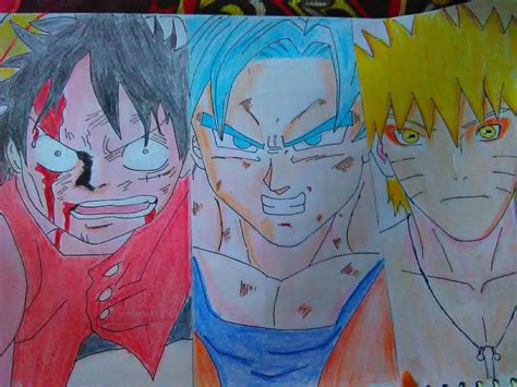 Drawing Of Gokuluffy And Naruto Finished Anime Crossover Goku