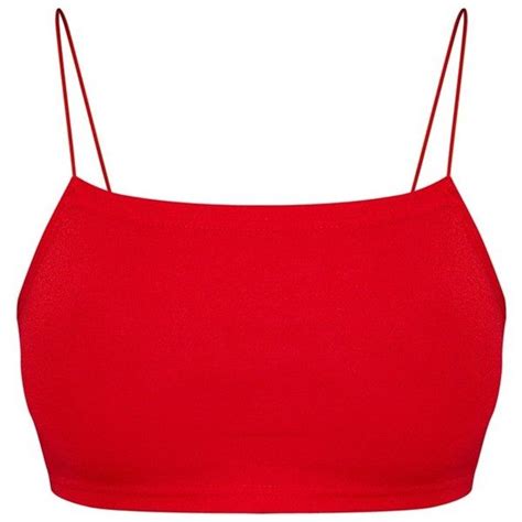 Red Crepe Spaghetti Strap Bandeau Crop Top 10 Liked On Polyvore Featuring Tops Night Out