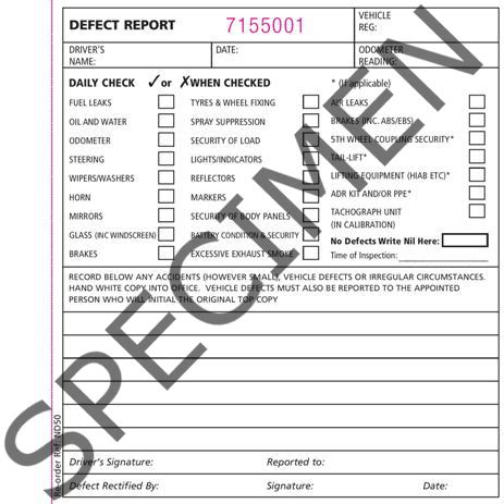 Simply print the document or you can open it to your word processing application. Vehicle Check and Defect Books