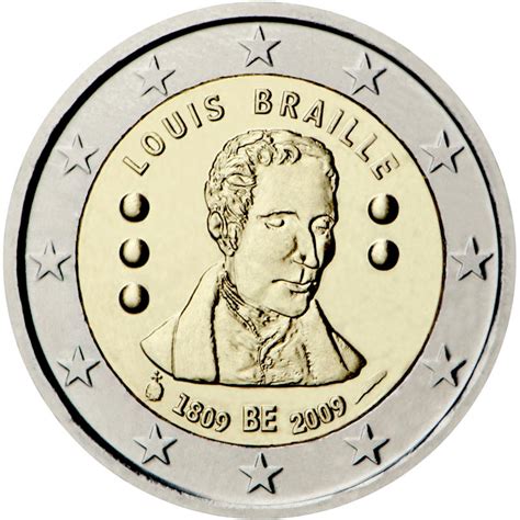 2 Euro Coin 200th Anniversary Of Birth Of Louis Braille Belgium 2009