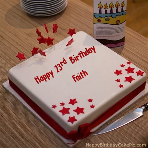 ️ Red 23rd Happy Birthday Cake For Faith