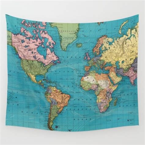 Vintage Map Of The World 1897 Wall Tapestry By Bravuramedia
