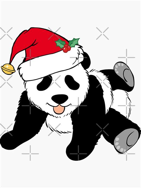 Cute Christmas Panda Bear In Santa Hat Sticker By Elishamarie28