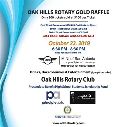 30th Anniversary Gold Raffle Rotary Club Of San Antonio Oak Hills