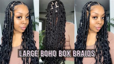 how to large boho goddess knotless braids very detailed youtube