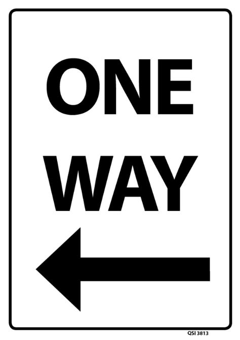 One Way Arrow Left Black Industrial Signs
