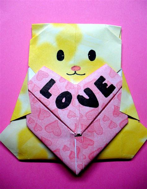 Diy Origami Valentines Day T Bear With Heart