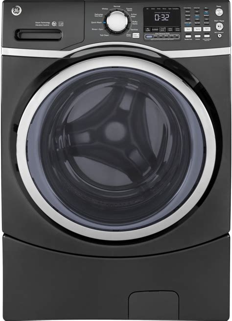 GE GEWADRGDG453 Stacked Washer & Dryer Set with Front Load Washer and Gas Dryer in Diamond Gray