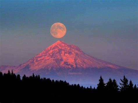 Moon Over The Mountain With Images Beautiful Moon Scenery