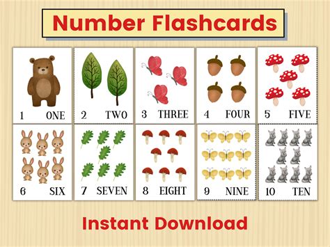 Cute Number Flash Cards Printable Number Flash Cards 1 10 Learning