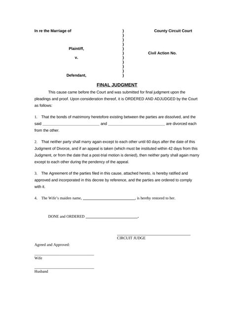 Final Judgment Of Divorce With Children Alabama Doc Template