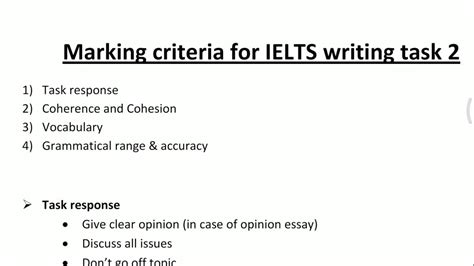 Marking Criteria For Ielts Writing Youtube
