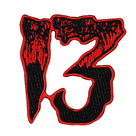 Number 13 Blood Red Patch Kreepsville Unlucky Thirteen Craft Iron On
