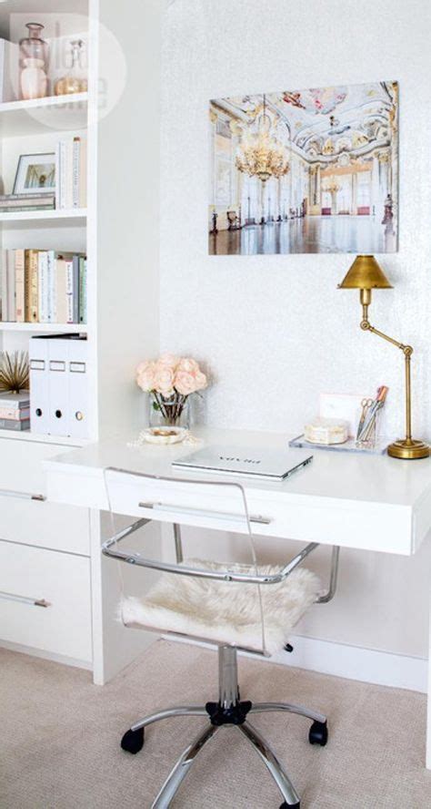 Blush Pink White And Gold Office Space Love The Single And Elegant