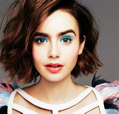 Actress LilyCollins Feat In Glamourmaguk May 2015 W Hair By Mara