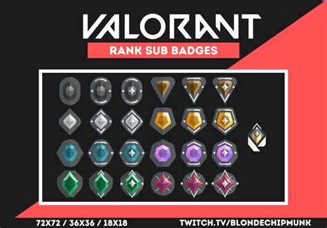Valorant Ranks 25x Sub Badges Bit Badges For Twitch Youtube Discord