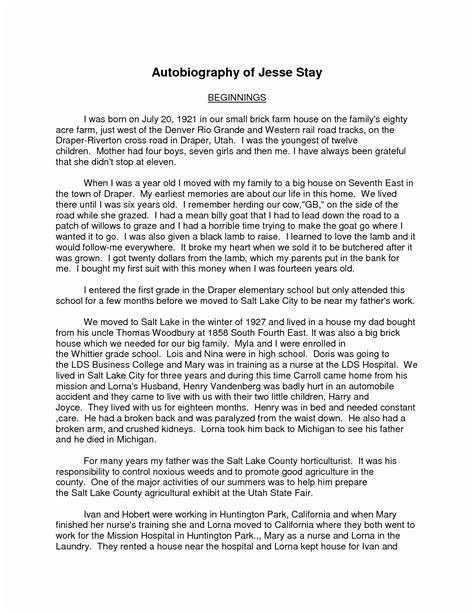 Autobiography Essay About Yourself Example Telegraph