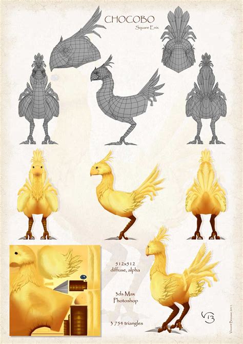 Chocobo 3d Wireframe Square Enix On