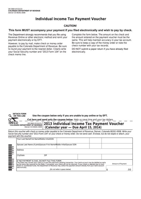 Fillable Form Dr 0900 Individual Income Tax Payment Voucher Printable
