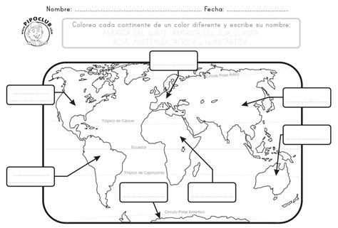 Mapa De Los Continentes Para Imprimir Mapa Mundi Pdf Aula Virtual