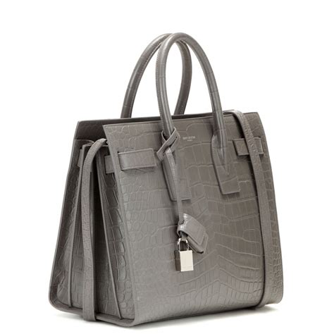 Saint Laurent Sac De Jour Small Embossed Leather Tote In Gray Fog