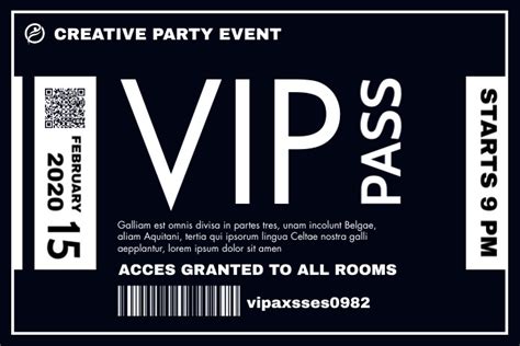 Vip Pass Template White And Dark Blue Colors Postermywall