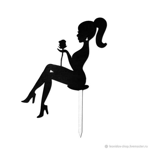 A Woman Sitting On Top Of A Pole Holding A Flower In Her Right Hand And A Knife In The Other Hand