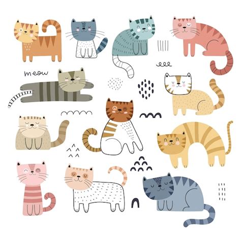 Premium Vector Cartoon Set Of Cats